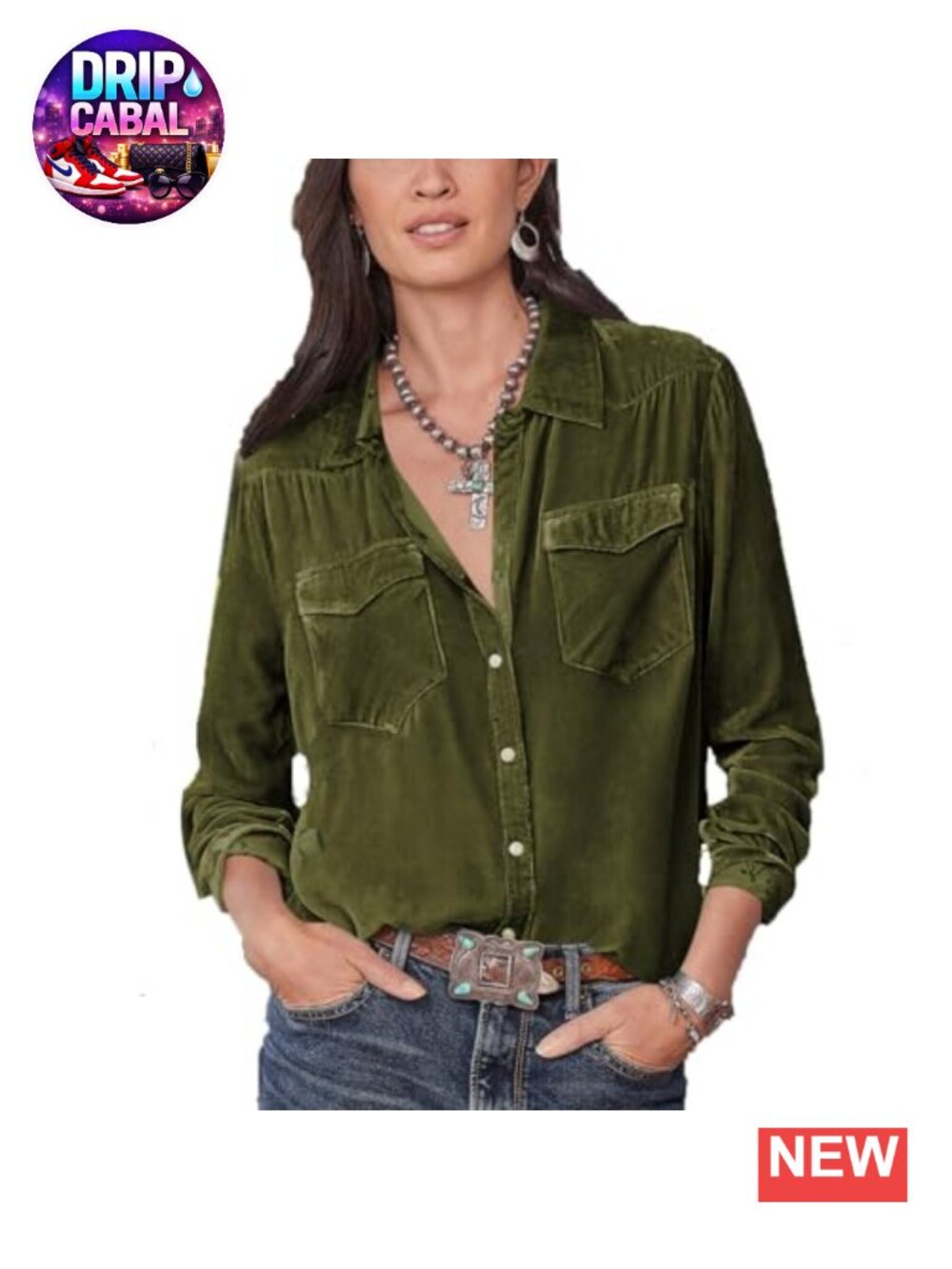Velvet Long Sleeve Button Down Shirt Vintage Blouse with Pocket